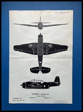 Listing image for Avenger 1 Torpedo Bomber WWII Era RAF Aircraft Recognition Poster