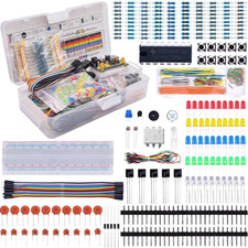 Listing image for Electronic Component Starter Kit Wires Breadboard Buzzer LED Trans Box Set UK