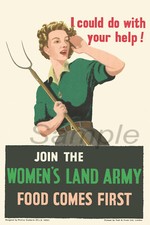 Listing image for VINTAGE JOIN THE WOMENS LAND ARMY WAR POSTER A4 PRINT