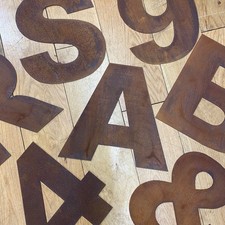 Listing image for 12” Rusty Bold Metal Letters Numbers And Symbols Home Garden Shop Sign Decor