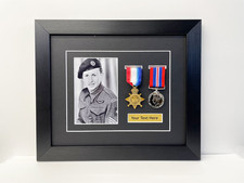 Listing image for Military Medal Frame 2 Medals with Photo & Title Display Case 36x31cm