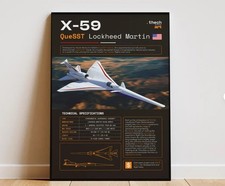 Listing image for NASA X-59 QueSST Blueprint Art Print, Supersonic Aviation Decor